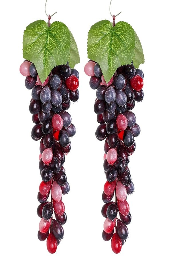 Bairdish عنقود عنب صناعي كبير من العقيق من بيرديش، عنقود عنب صناعي واقعي، زينة عنب مطاطي معلق، عنب مطاطي لتزيين حفلات الزفاف والمطابخ وجلسات التصوير (85 حبة، 12 بوصة). - Image 1